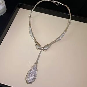 NEW Solanales Crystal Teardrop Collar Necklace Gold Alexis Bittar STYLE JA08